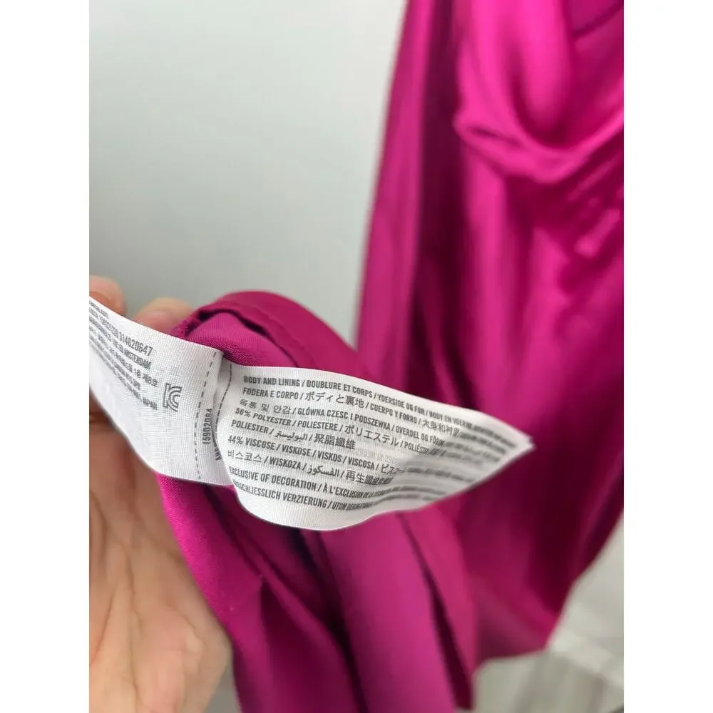 Abercrombie & Fitch Hot Pink Satin Midi Slip Dress - Picture 7 of 8